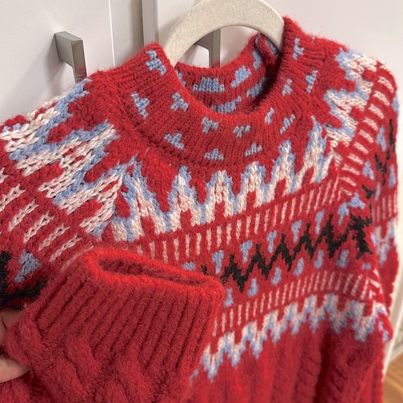 ZARA Fair Isle Cable Knit Sweater - Picture 5 of 6